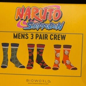 Bioworld Naruto Shippuden Crew 3 Pack Socks New